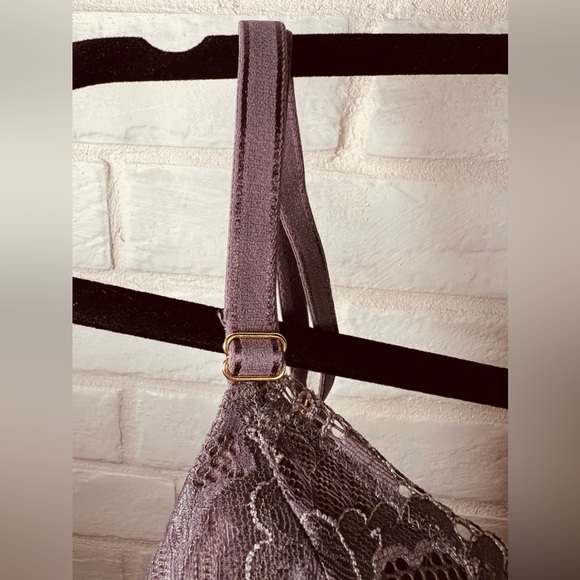 NWT Soma Signature Lace Longline Wireless Lined Bralette L Excalibur Grey #0466 - Picture 6 of 15